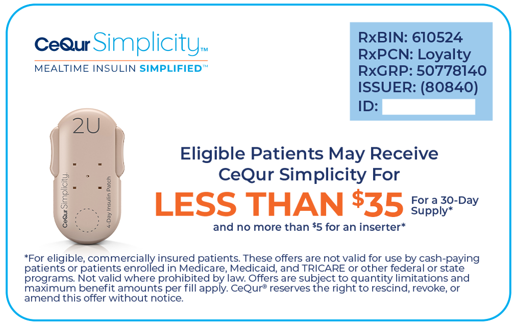 CeQur Simplicity Wearable Patch Co Pay Savings Card